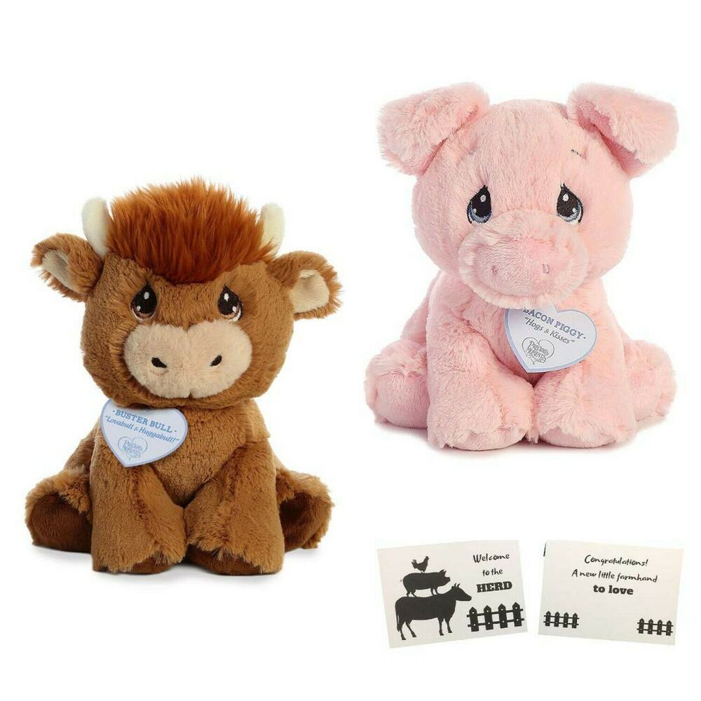 Aurora Precious Moments Pig & Bull Plush Baby Gift Set w Card NEW  Description: